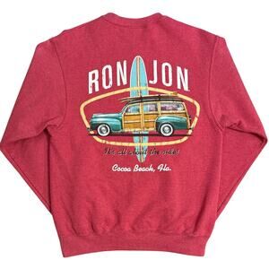 Ron Jon Surf Shop Sweatshirt Cocoa Beach Crewneck Jerzees Red Size Unisex Small